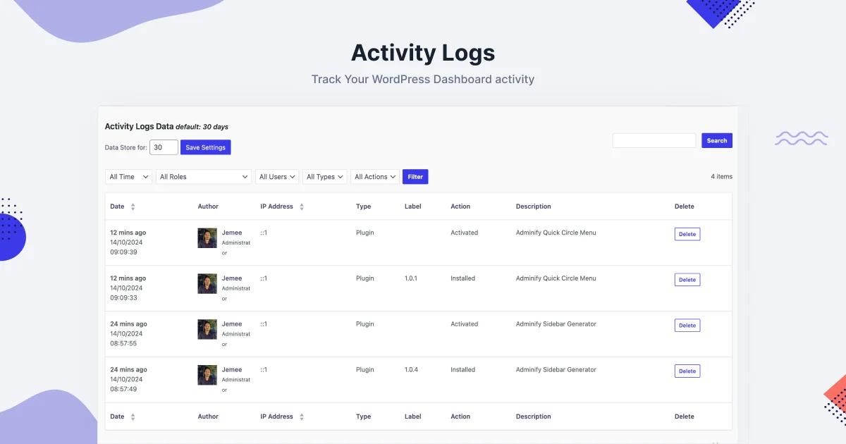 Activity Logs banner