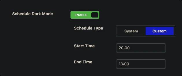 Schedule Dark Mode