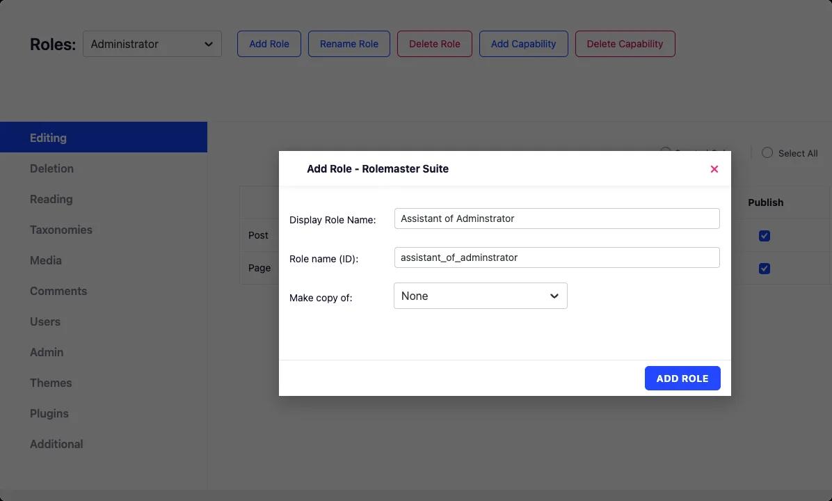 Create new User Role