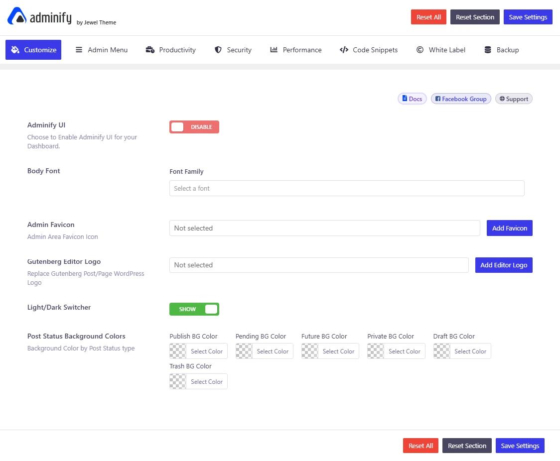 WP Adminify new UI