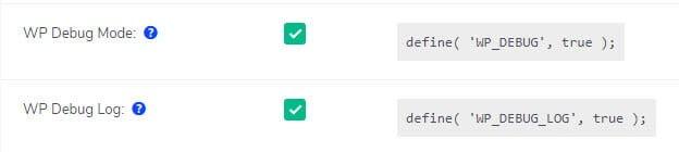 WordPress debug mode and error log