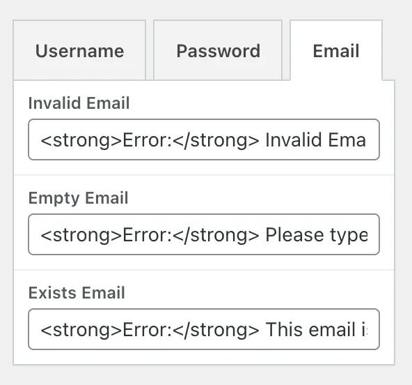 Email error messages