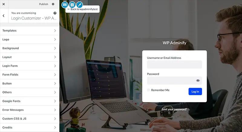 WordPress Login page customizer plugin