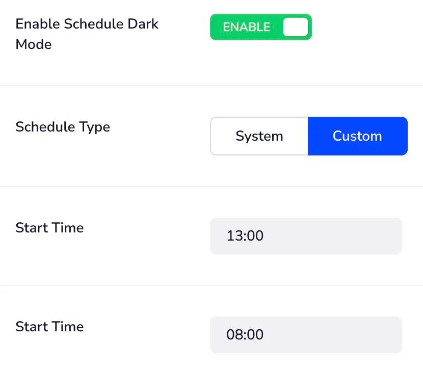 Schedule and System Dark Mode