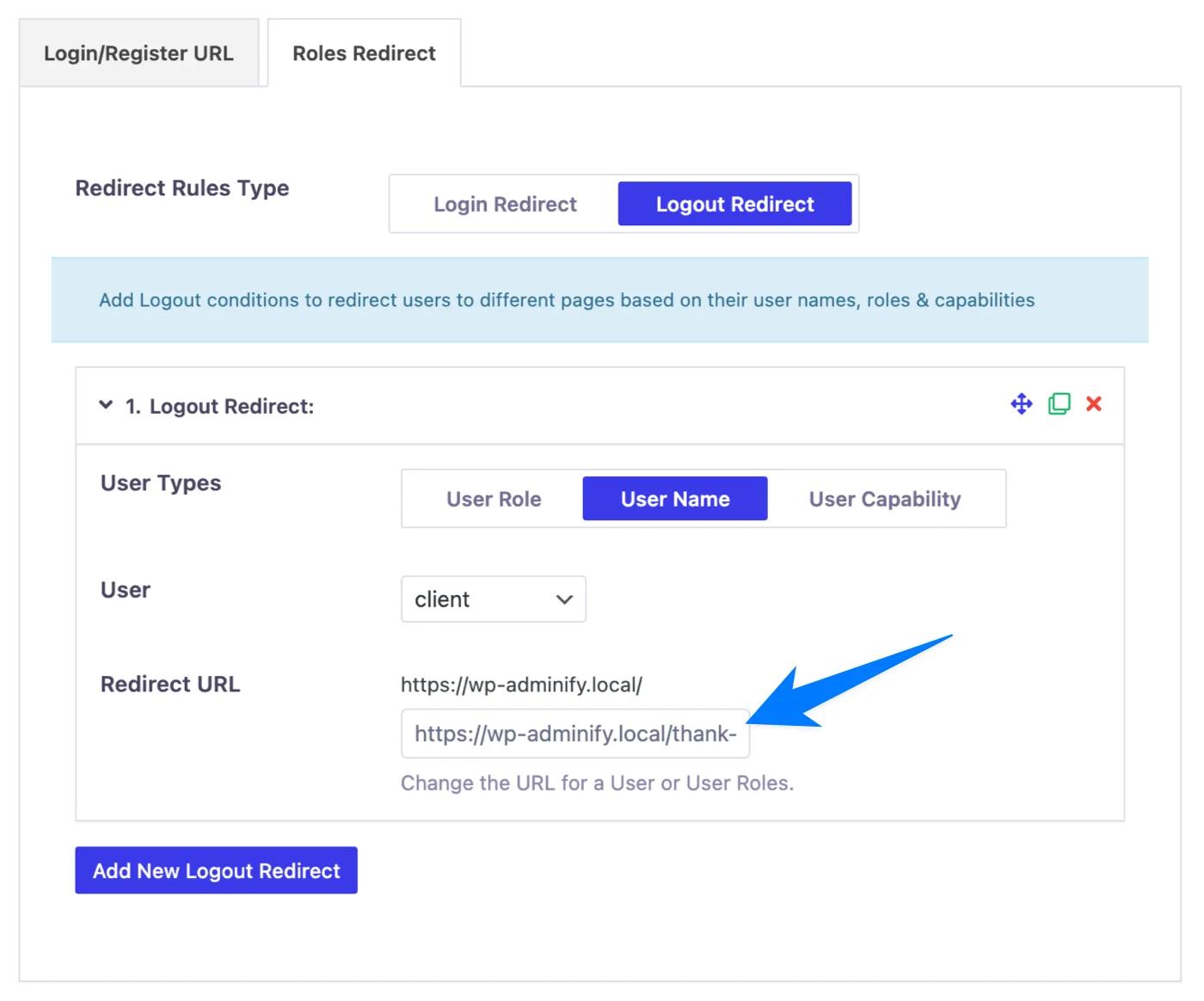 Redirect user on log out to a page