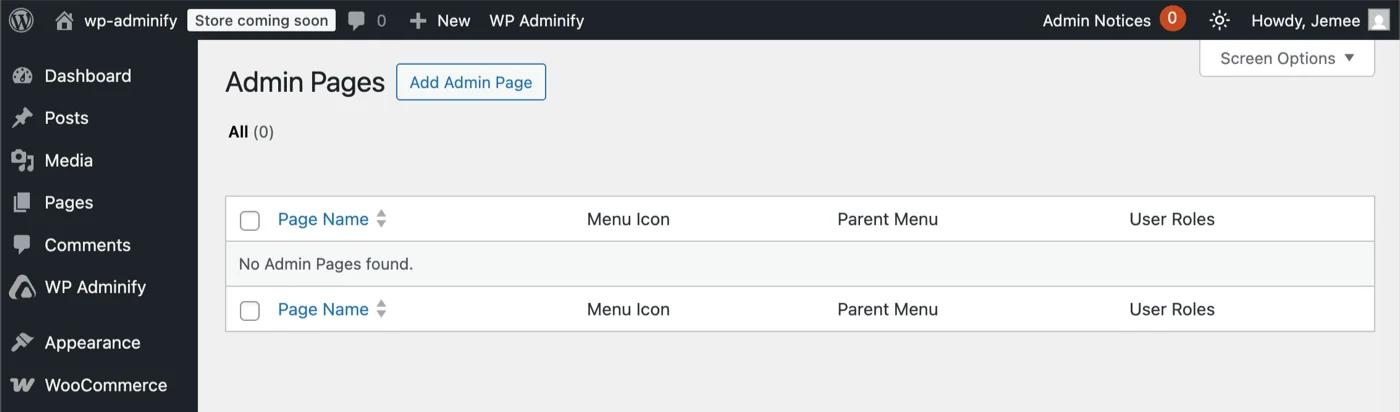 Custom WordPresss Admin Page option