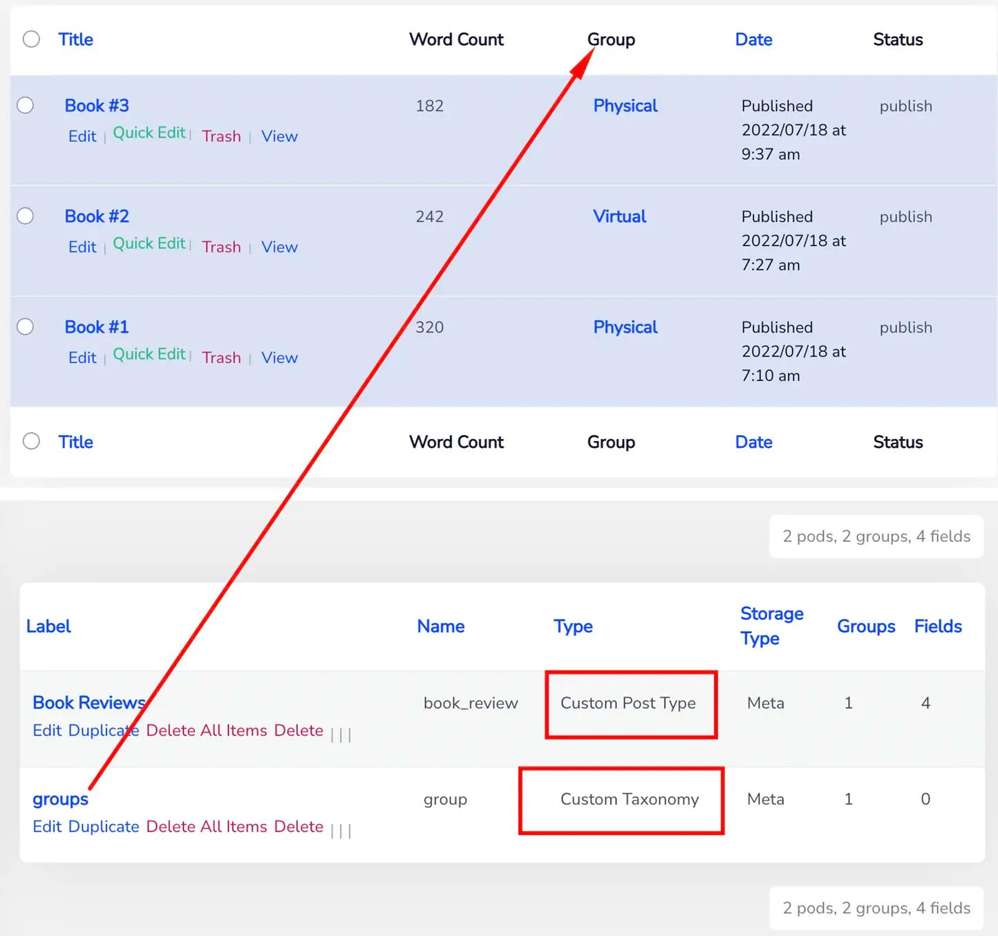 Pods Plugin Support Admin Column