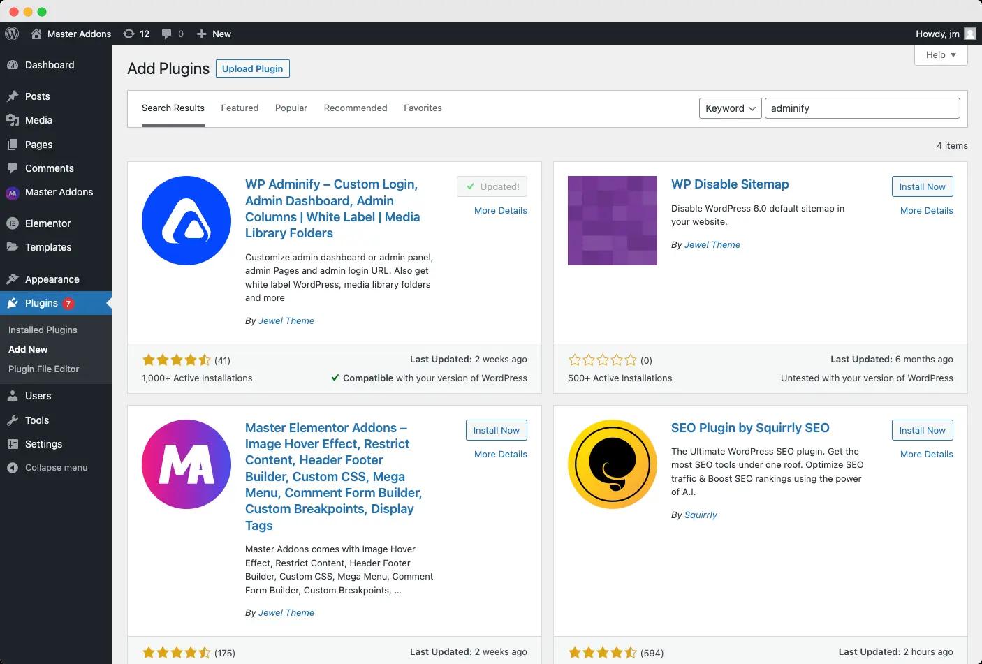 install WP Adminify Plugin from WordPress org