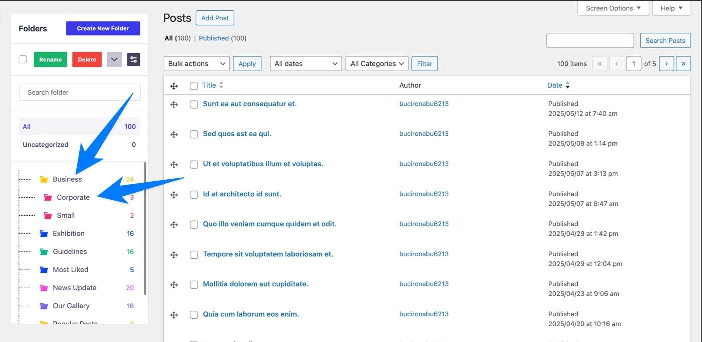 Create sub folder under main folder in media library folder plugin