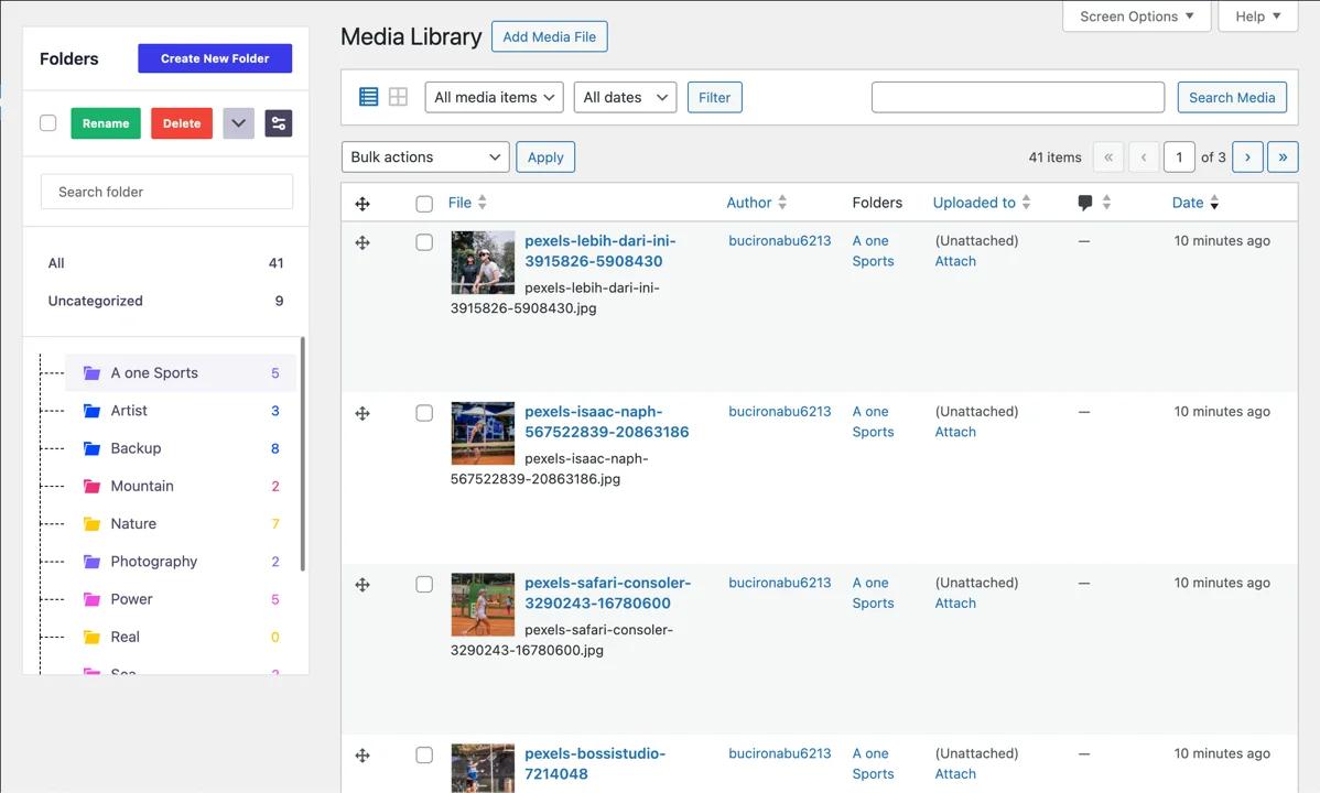 Media library manager support list and grid view