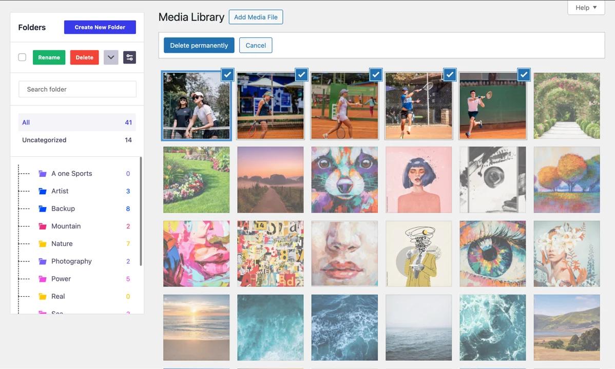 Bulk select media files and add to media folder