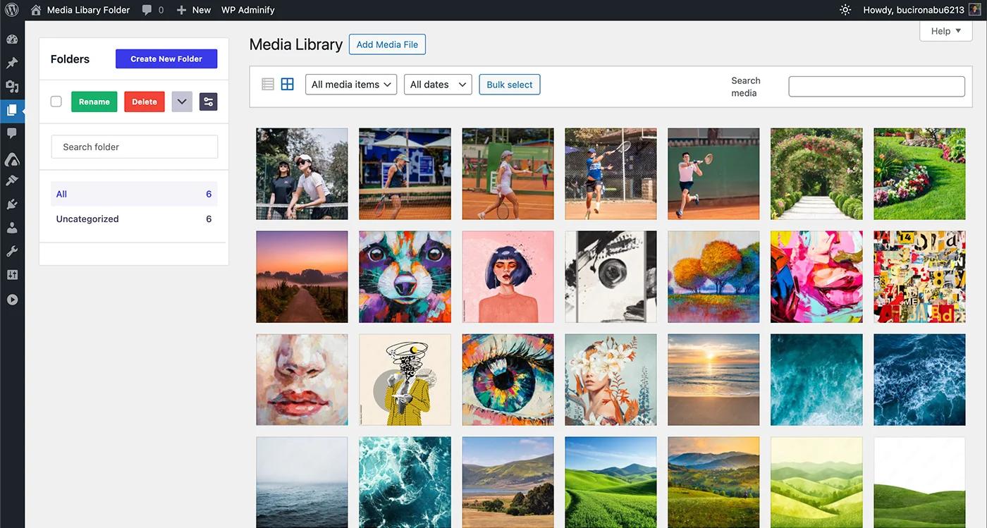 media library folders on WordPress Dashboard