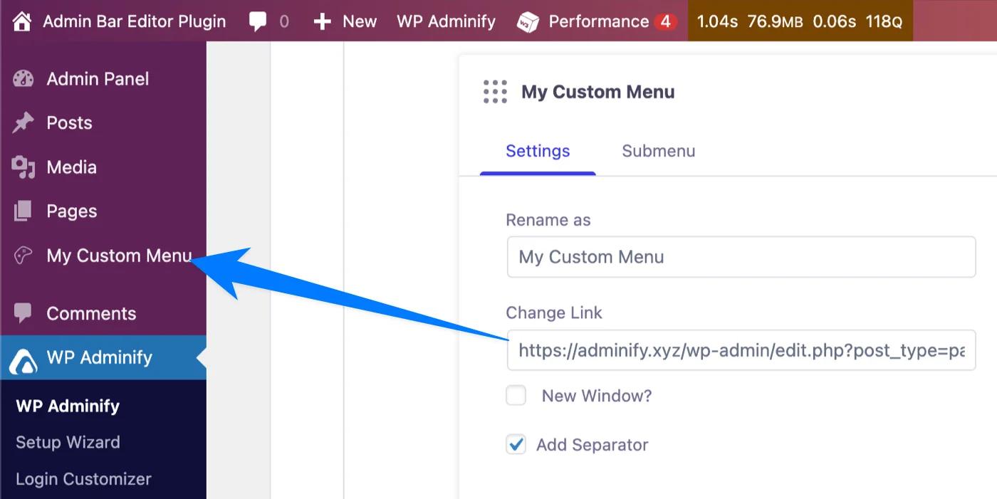 Custom Menu Item Link