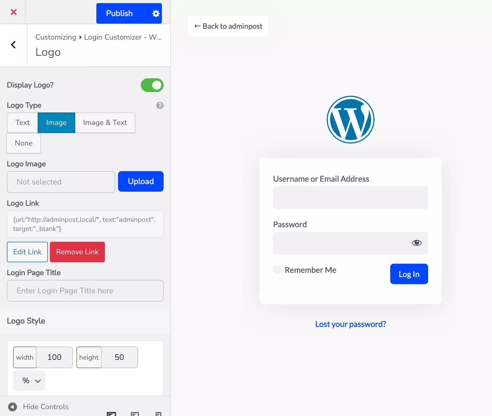Change WordPress login page logo