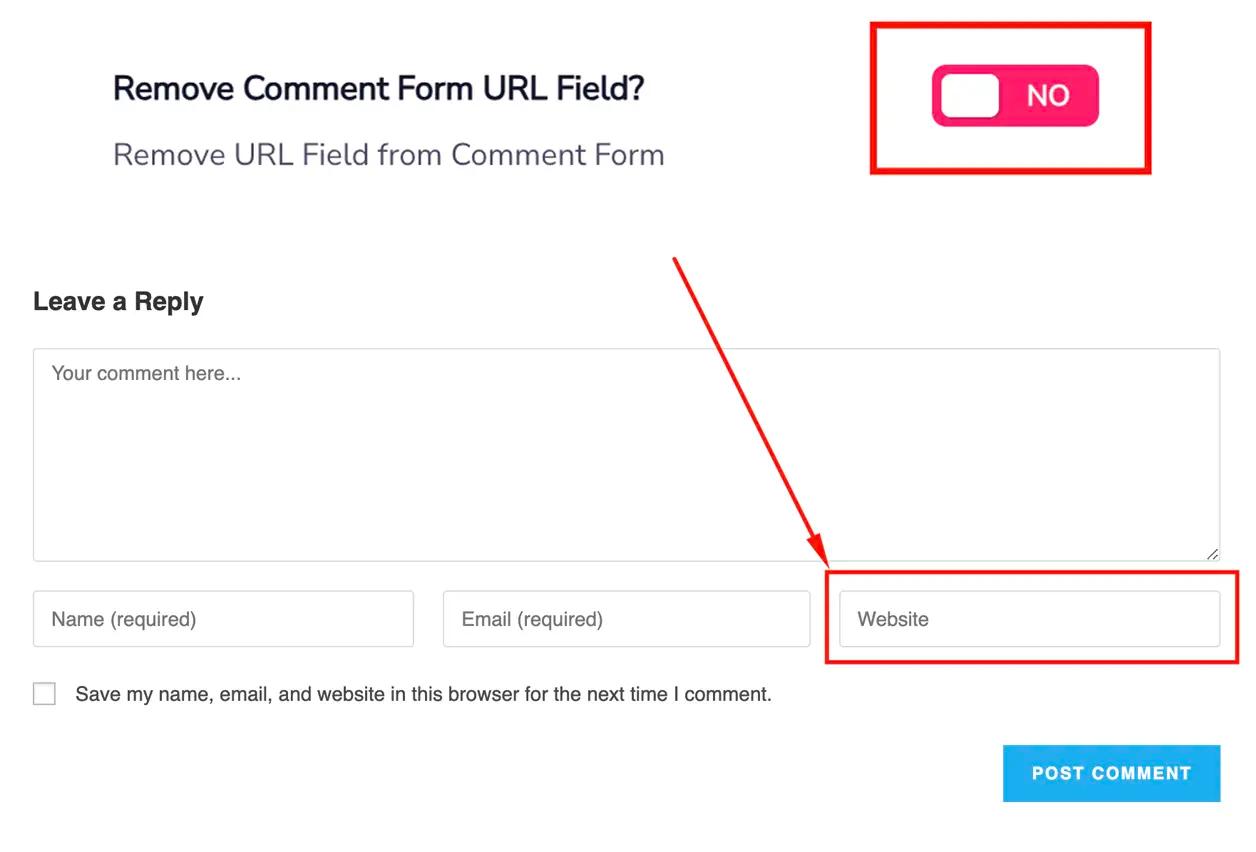 Remove Comment Form Website URL Field