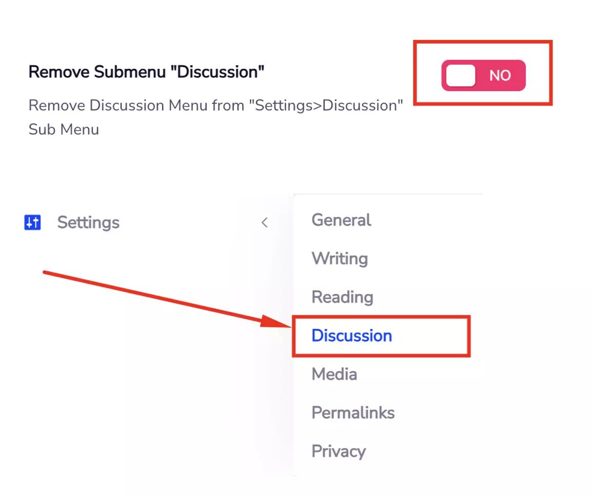 Remove Discussion Submenu from Settings
