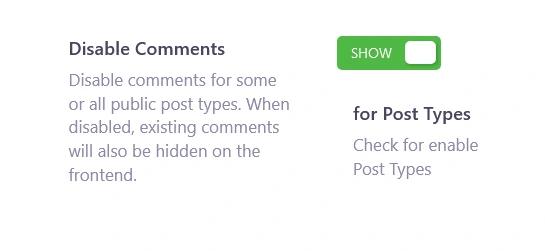 Disable Comments toggle