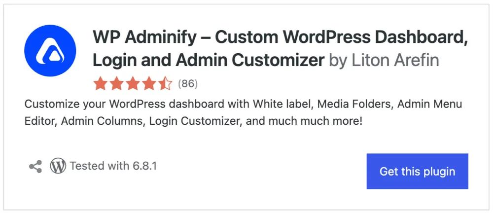 Download WP Adminify free plugin