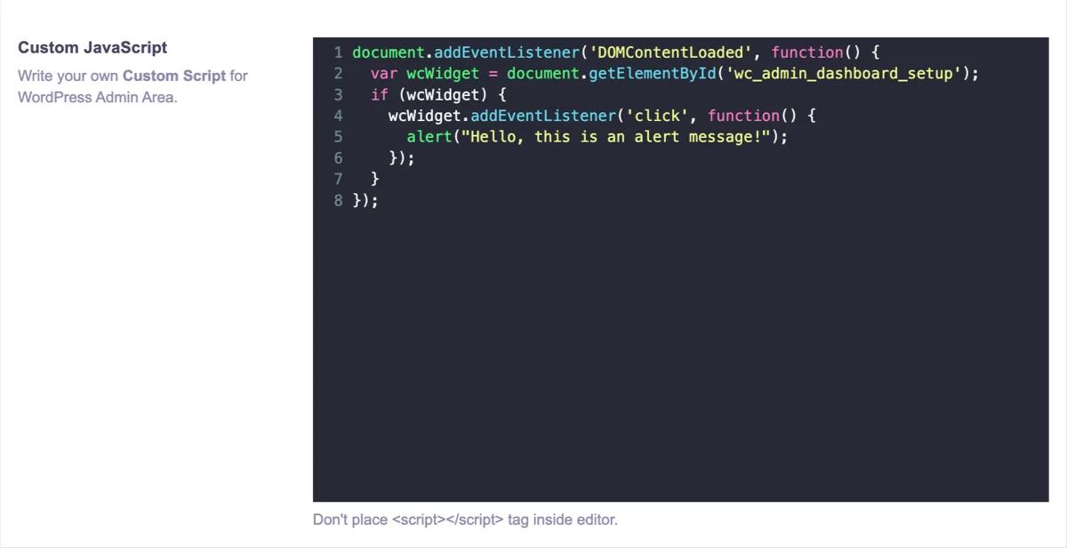 Custom JS in WordPress Dashboard