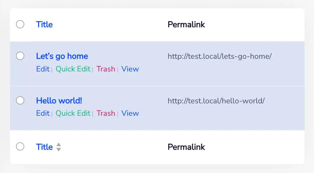 Permalink Admin Column