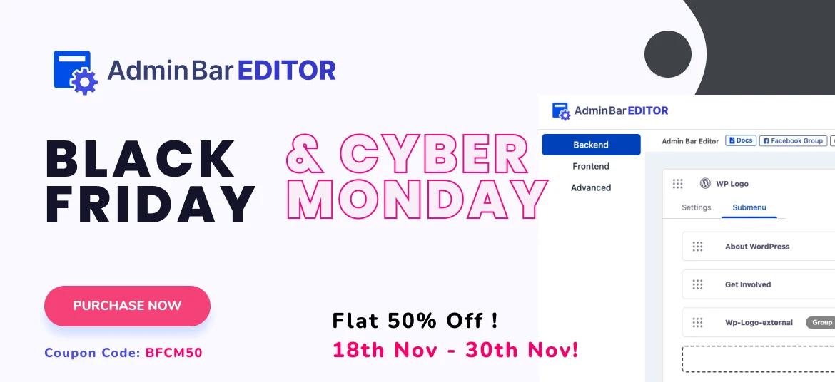 Admin Bar Editor Black Friday Deals