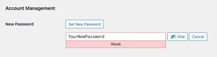 Create new password for your WordPress profile