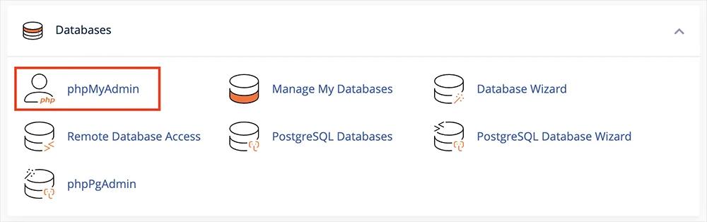 Accessing phpMyAdmin through Cpanel