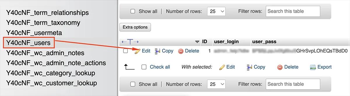 WP Users table in mySQL Database