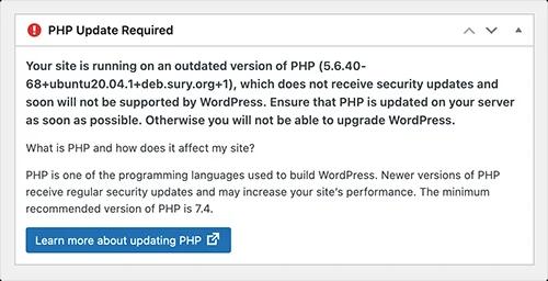 Outdated PHP Version