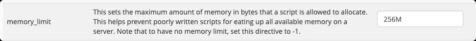 increase PHP memory limit from multiphp ini editor