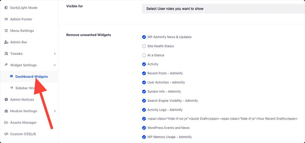 hide unwanted WordPress Dashboard widget