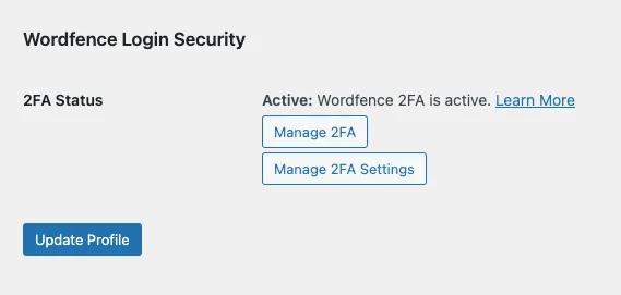 Wordfence Login security for user
