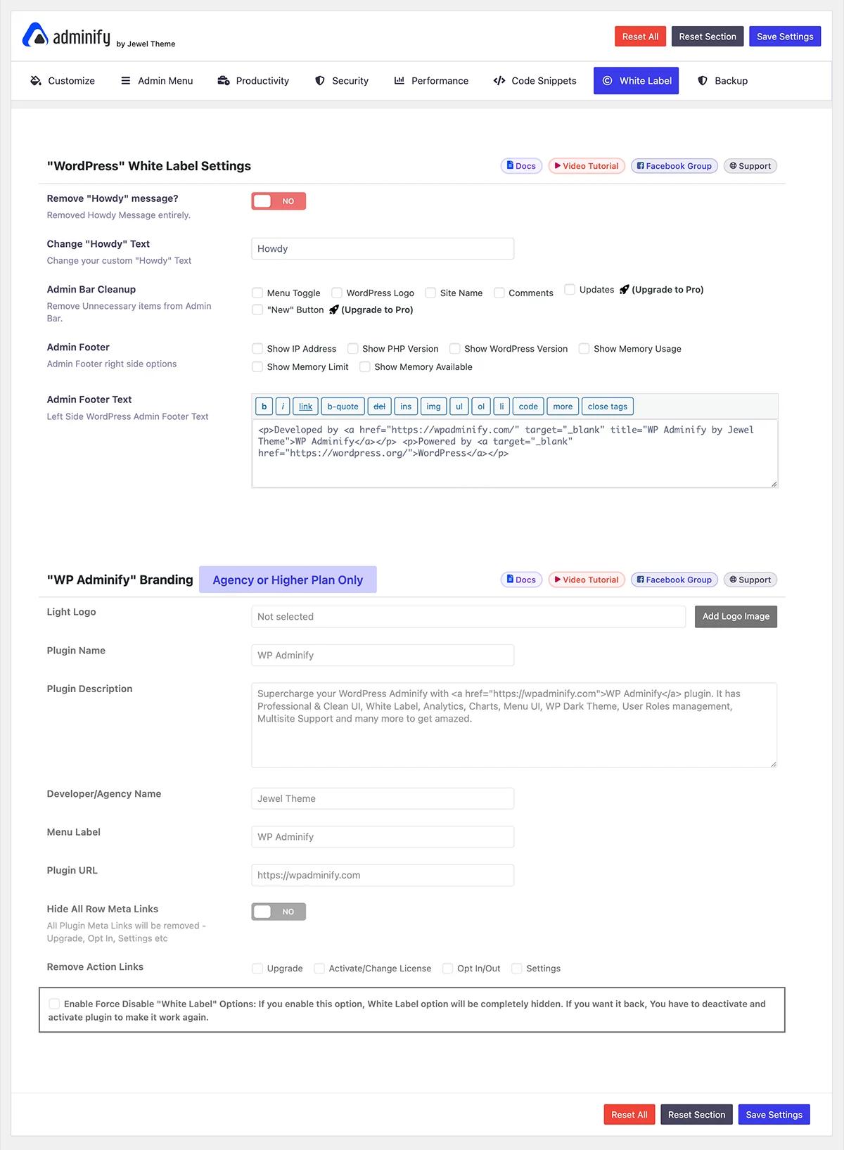 WP Adminify V4.0 - White label options