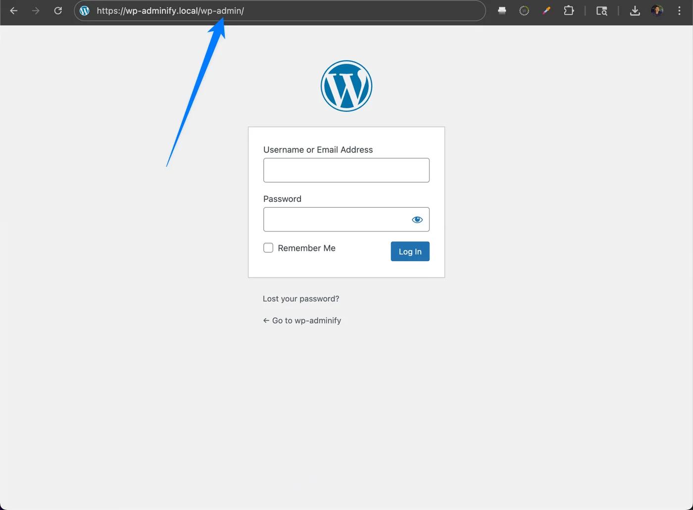 WP Admin to login on WordPress Dashboard