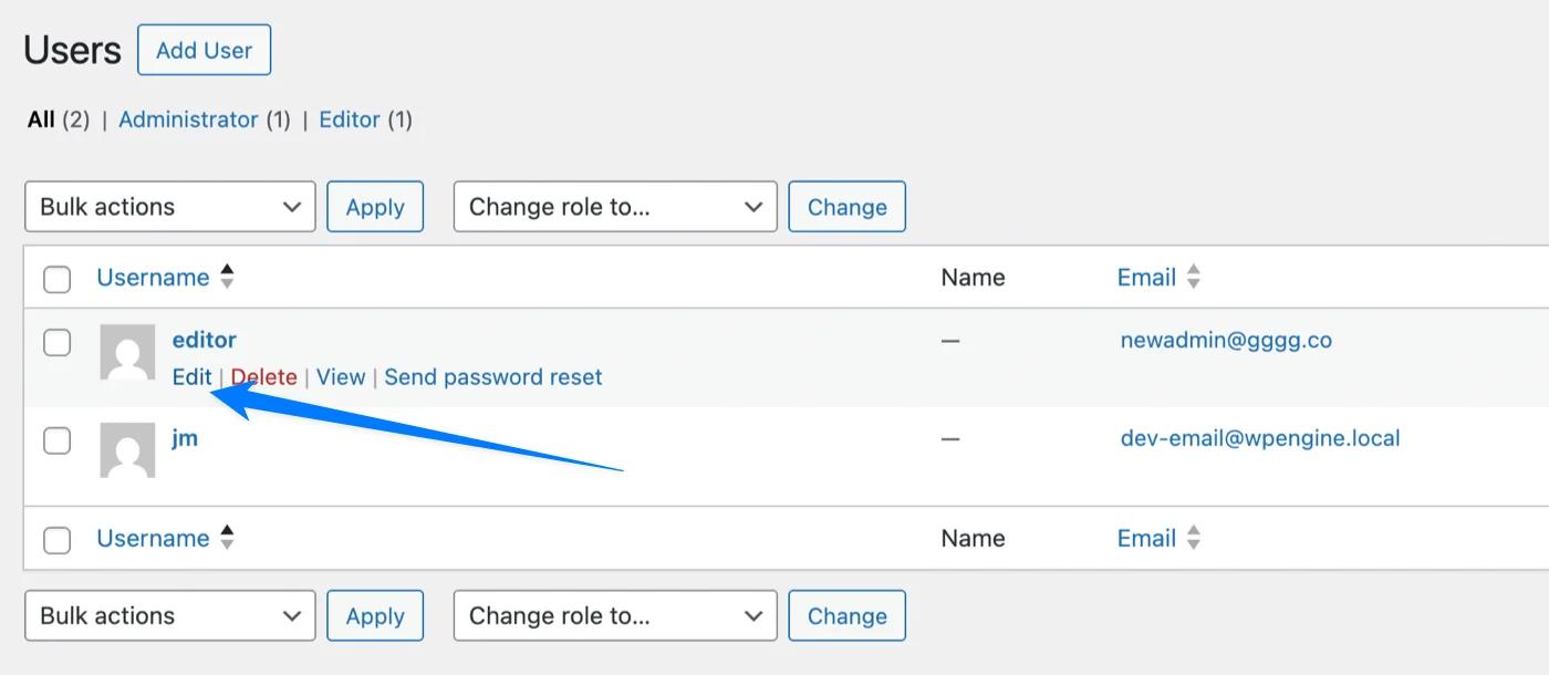 Modify existing users information in WordPress