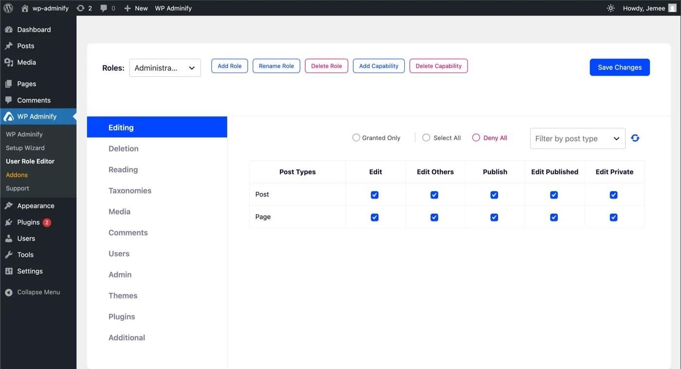 Introducing Rolemaster suite option panel for user role editor