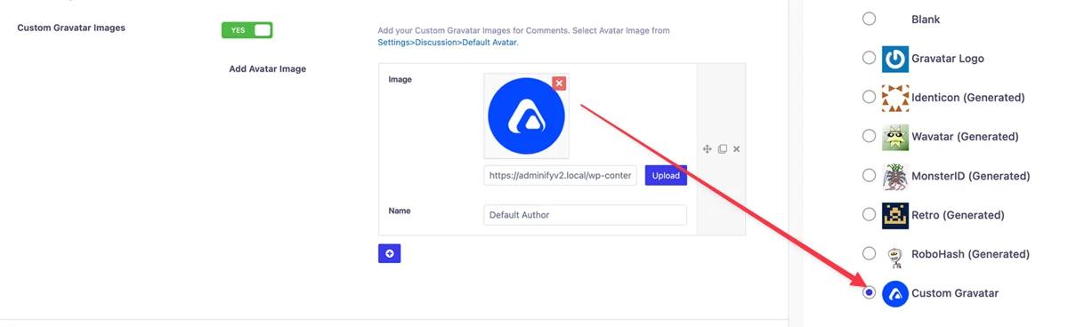 Add custom gravater image in WordPress website