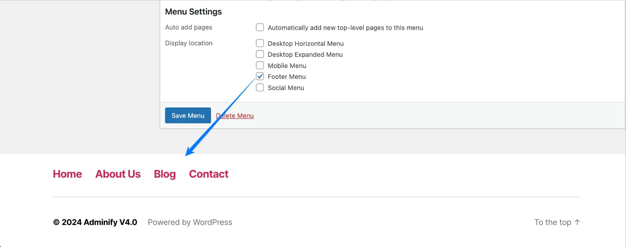 Assiging the menu to a location