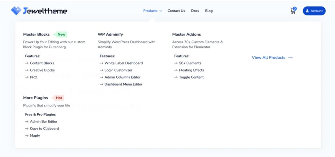 Mega menu for complex sites