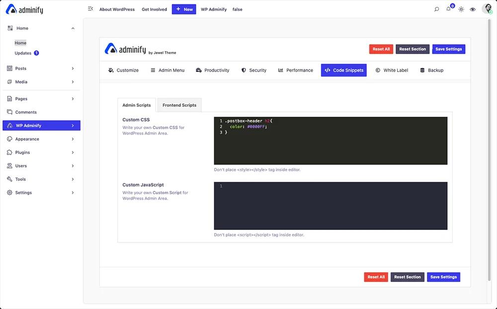 Backend CSS and JS option