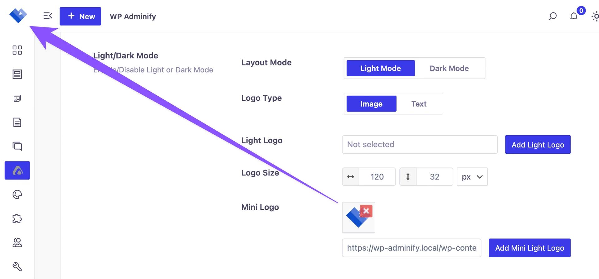 Add Mini logo for collapse admin menu style