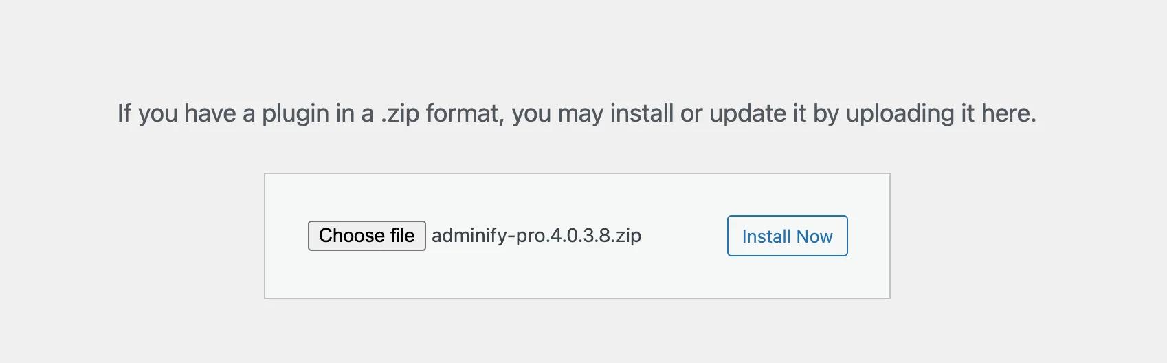 WP Adminify pro version upload