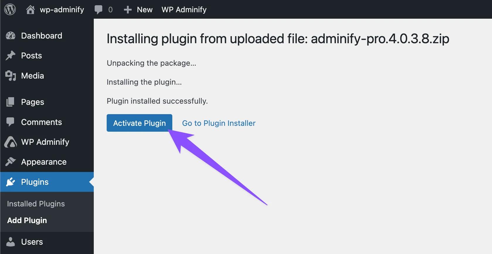 Active WP Adminify pro plugin