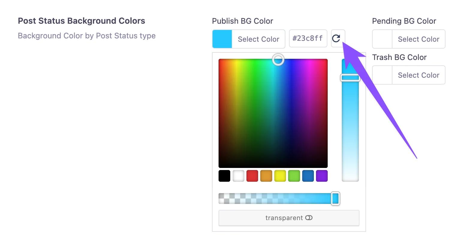 Reset Post status background color reset option