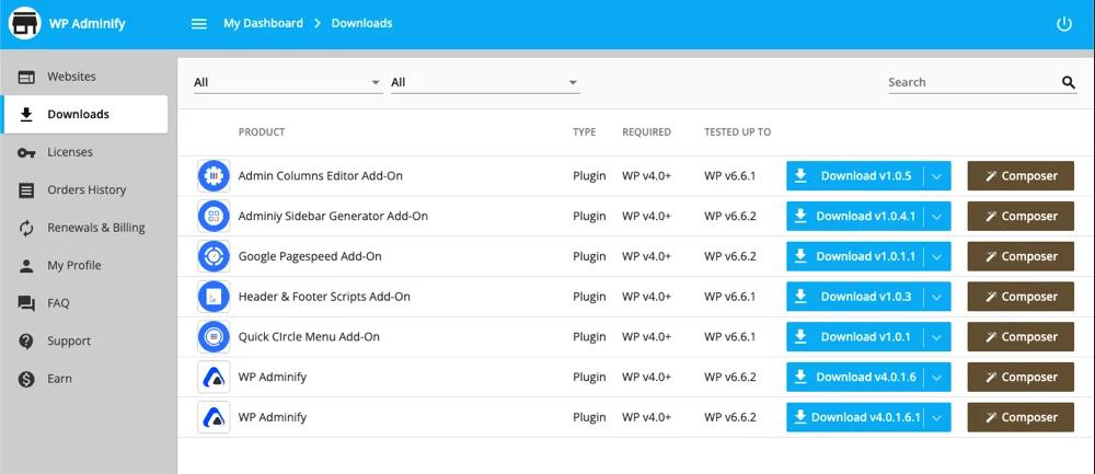 Download WP Adminify and Addons