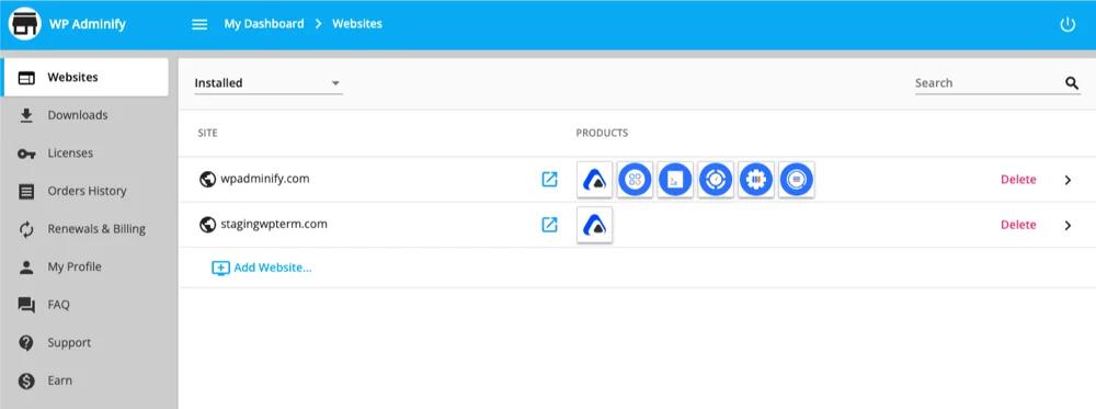 Check your webiste activated with WP Adminify