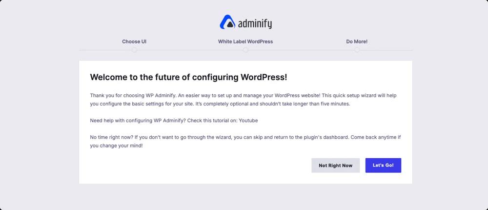 Welcome panel in setup wizard