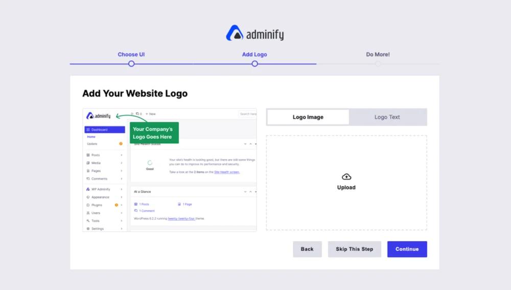 Add logo in WP Adminify setup wizard