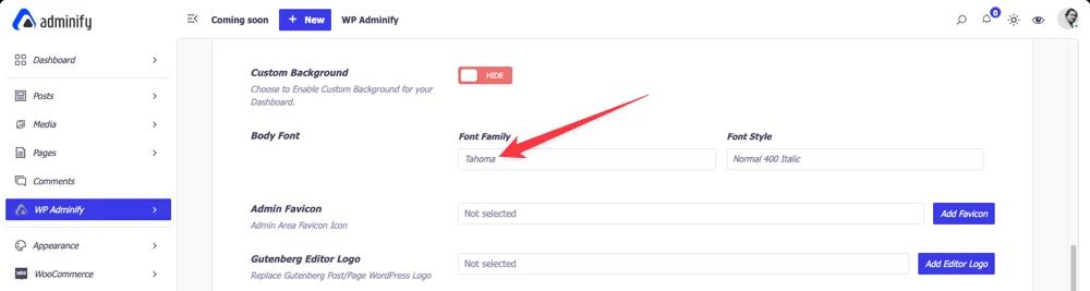 Change Dashboard font in WordPress