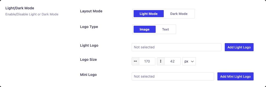 Dark and light mode settings